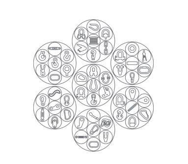 Acessórios para içamento e amarração de materiais em geral